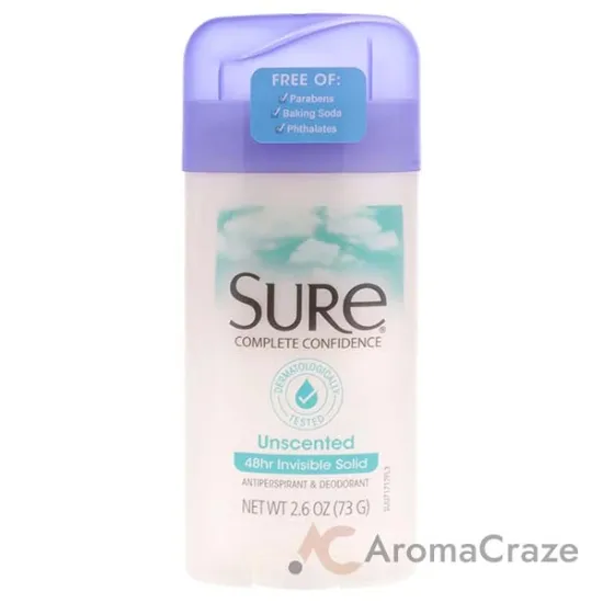 Picture of Invisible Solid Anti-Perspirant and Deodorant - Unscented by Sure for Unisex - 2.6 oz Deodorant Stick