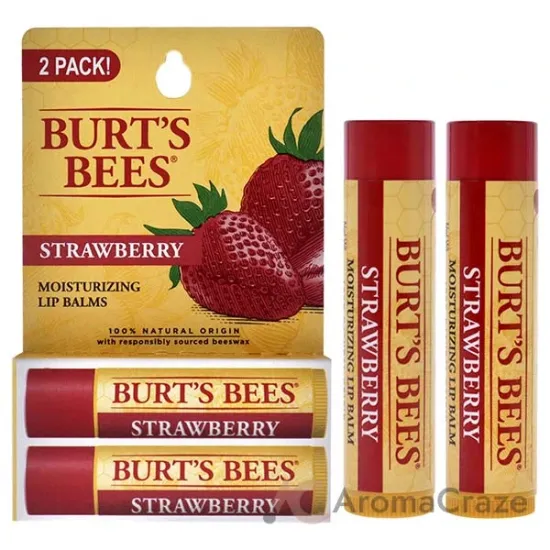 Picture of Strawberry Moisturizing Lip Balm Twin Pack by Burts Bees for Unisex - 2 x 0.15 oz Lip Balm
