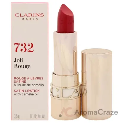 Picture of Joli Rouge Satin Lipstick - 732 Grenadine by Clarins for Women - 0.1 oz Lipstick (Refillable)