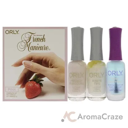 Picture of The Original French Manicure Kit Pink by Orly for Women - 4 Pc Kit 0.3oz Top2 Botton Base Coat Plus Topcoat, 0.3oz Nail Lacquer - White Tips, 0.3oz Nail Lacquer - Pink Nude, Tip Guides - White