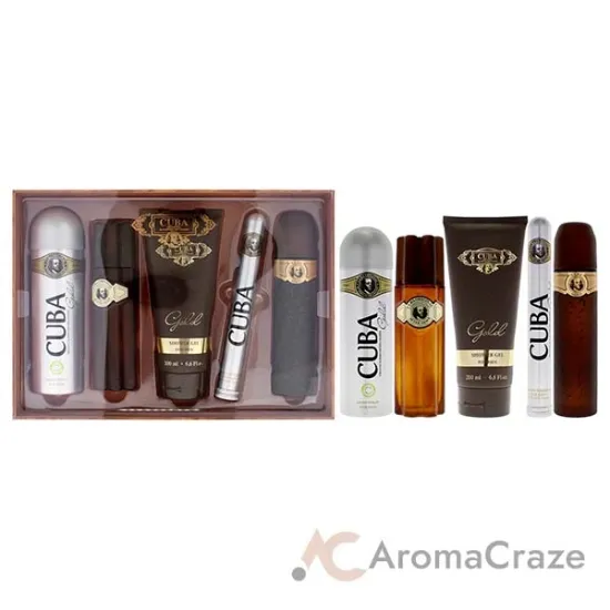Picture of Cuba Gold Must Have by Cuba for Men - 5 Pc Gift Set 3.3oz EDT Spray, 1.17oz EDT Spray, 3.3oz After Shave, 6.7oz Body Spray, 6.7oz Shower Gel