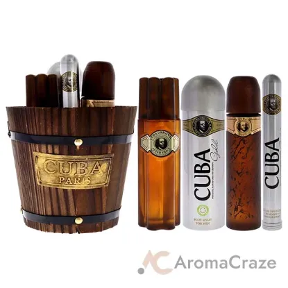 Picture of Cuba Gold by Cuba for Men - 4 Pc Gift Set 3.3oz EDT Spray, 1.17oz EDT Spray, 6.6oz Deodorant Spray, 3.3oz After Shave, Buckett