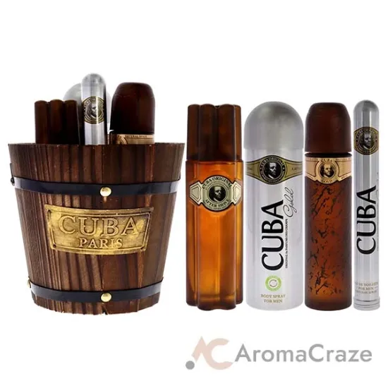 Picture of Cuba Gold by Cuba for Men - 4 Pc Gift Set 3.3oz EDT Spray, 1.17oz EDT Spray, 6.6oz Deodorant Spray, 3.3oz After Shave, Buckett