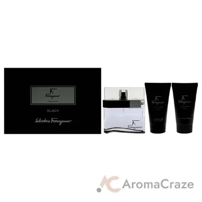 Picture of F Black by Salvatore Ferragamo for Men - 3 Pc Gift Set 3.4oz EDT Spray, 2.5oz Shampoo and Shower Gel, 2.5oz After Shave Balm