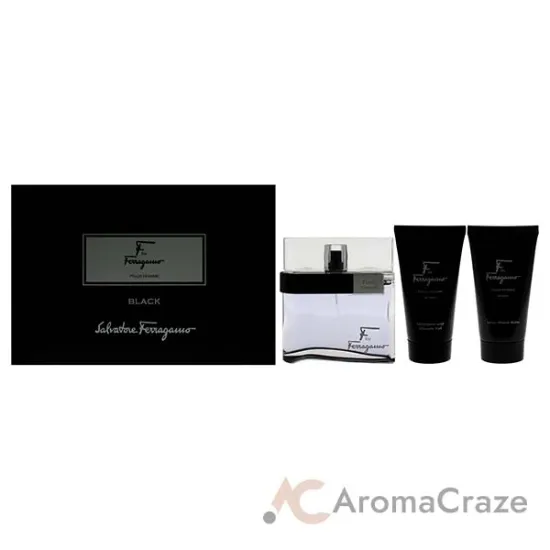 Picture of F Black by Salvatore Ferragamo for Men - 3 Pc Gift Set 3.4oz EDT Spray, 2.5oz Shampoo and Shower Gel, 2.5oz After Shave Balm