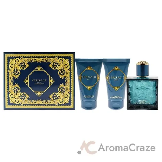 Picture of Versace Eros by Versace for Men - 3 Pc Gift Set 1.7 oz EDT Spray, 1.7 oz Comfort After Shave Balm, 1.7 oz Invigorating Shower Gel