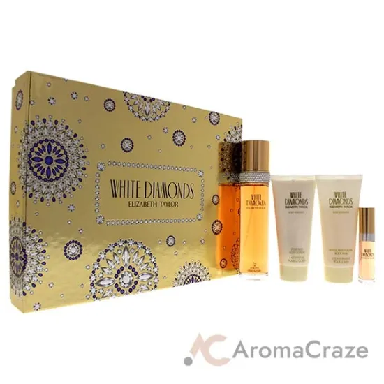 Picture of White Diamonds by Elizabeth Taylor for Women - 4 Pc Gift Set 3.3oz EDT Spray, 0.33oz EDT Spray, 3.3oz Gentle Moisturizing Body Wash, 3.3oz Perfumed Body Lotion