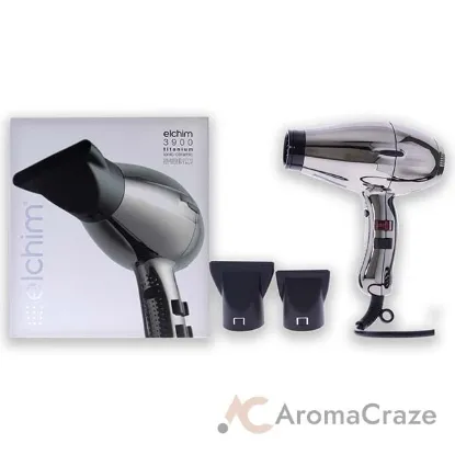 Picture of 3900 Titanium Ionic-Ceramic Hair Dryer - Black-Silver by Elchim for Unisex - 1 Pc Hair Dryer