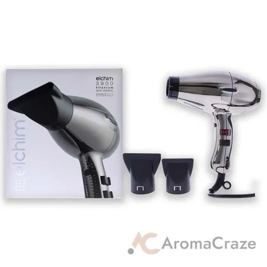 Picture of 3900 Titanium Ionic-Ceramic Hair Dryer - Black-Silver by Elchim for Unisex - 1 Pc Hair Dryer