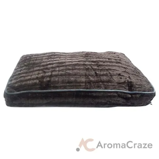 Picture of Faux Fur Cocoa Rectangle Pet Bed by Pet Maison for Unisex - 36 x 27 x 4 Inch Pet Bed