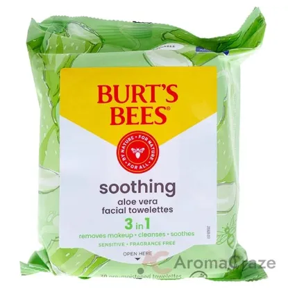Picture of Soothing Facial Towelettes Sensitive - Aloe Vera by Burts Bees for Unisex - 30 Count Towelettes