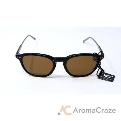 Picture of Mont Blanc MB599S 01M - Shiny Black-Brown Polarized by Mont Blanc for Men - 49-19-145 mm Sunglasses