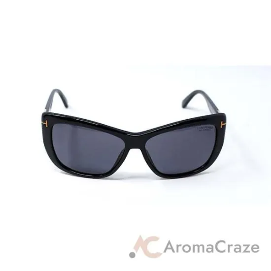 Picture of Tom Ford FT0434 Lindsay 01D - Shiny Black-Grey Polarized by Tom Ford for Women - 58-13-140 mm Sunglasses