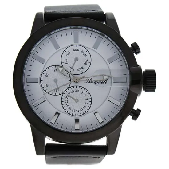 Picture of AG1901-17 Black/Black Leather Strap Watch by Antoneli for Men - 1 Pc Watch