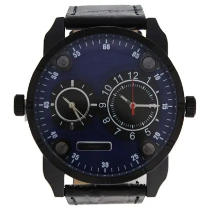 Picture of AG3736-14 Black/Black Leather Strap Watch by Louis Villiers for Men - 1 Pc Watch