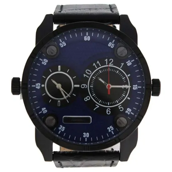 Picture of AG3736-14 Black/Black Leather Strap Watch by Louis Villiers for Men - 1 Pc Watch