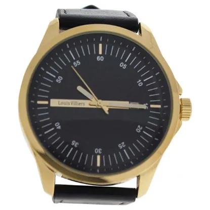 Picture of AG3804-04 Gold/Black Leather Strap Watch by Louis Villiers for Men - 1 Pc Watch