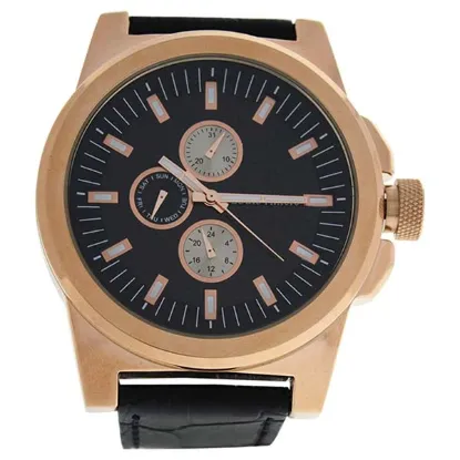 Picture of LVAG3733-15 Rose Gold/Black Leather Strap Watch by Louis Villiers for Men - 1 Pc Watch