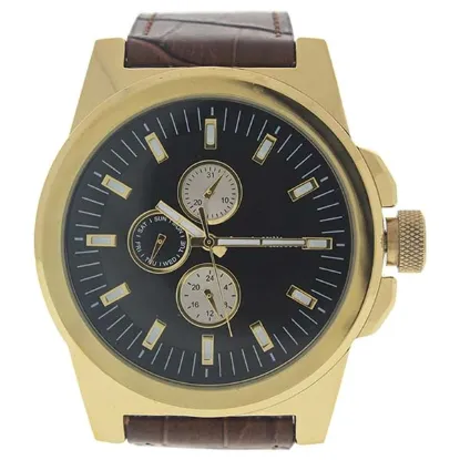 Picture of LVAG3733-18 Gold/Brown Leather Strap Watch by Louis Villiers for Men - 1 Pc Watch
