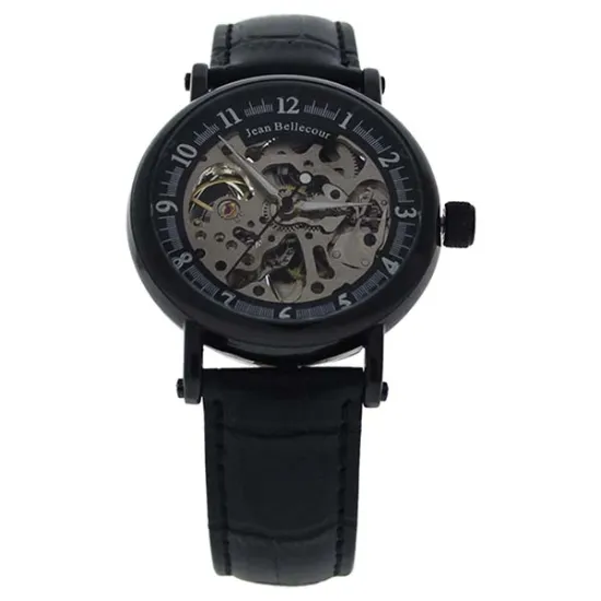 Picture of REDH4 Black Leather Strap Watch by Jean Bellecour for Men - 1 Pc Watch