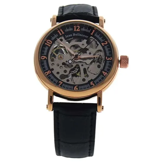 Picture of REDS26 Rose Gold/Black Leather Strap Watch by Jean Bellecour for Men - 1 Pc Watch