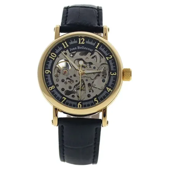 Picture of REDS27 Gold/Black Leather Strap Watch by Jean Bellecour for Men - 1 Pc Watch