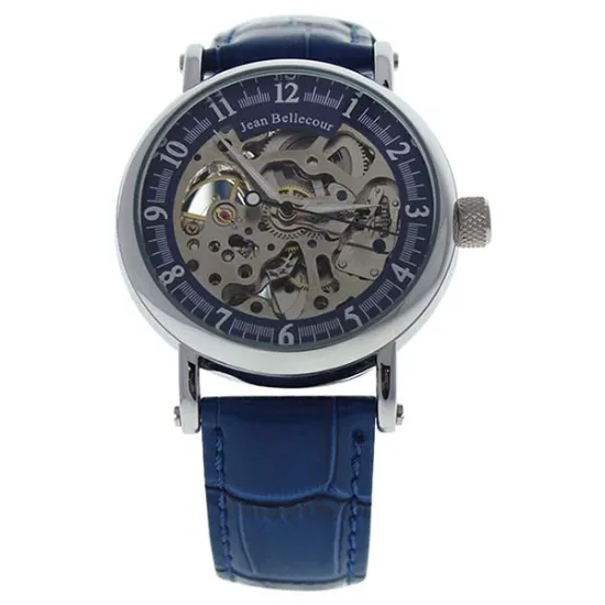 Picture of REDS29 Silver/Blue Leather Strap Watch by Jean Bellecour for Men - 1 Pc Watch