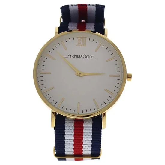Picture of AO-63 Somand - Gold/Navy Blue-White-Red Nylon Strap Watch by Andreas Osten for Unisex - 1 Pc Watch
