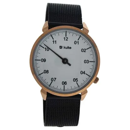 Picture of KU15-0017 3 Planets - Rose Gold/Black Stainless Steel Mesh Bracelet Watch by Kulte for Unisex - 1 Pc Watch