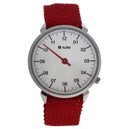 Picture of KUTPR Silver/Red Nylon Strap Watch by Kulte for Unisex - 1 Pc Watch