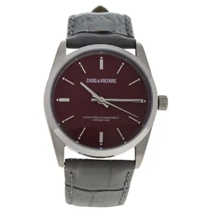 Picture of ZVF235 Fusion - Silver/Grey Leather Strap Watch by Zadig & Voltaire for Unisex - 1 Pc Watch