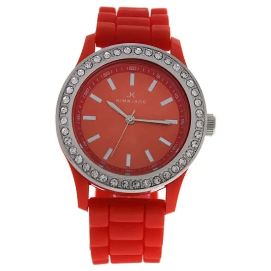 Picture of 2032L-R Orange Silicone Strap Watch by Kim & Jade for Women - 1 Pc Watch