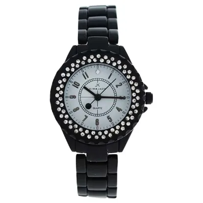 Picture of 2033L-BW Black Stainless Steel Bracelet Watch by Kim & Jade for Women - 1 Pc Watch