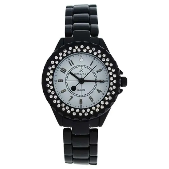 Picture of 2033L-BW Black Stainless Steel Bracelet Watch by Kim & Jade for Women - 1 Pc Watch