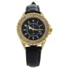 Picture of 2033L-GBLBL Gold/Black Leather Strap Watch by Kim & Jade for Women - 1 Pc Watch
