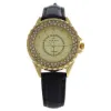 Picture of 2033L-GBLG Gold/Black Leather Strap Watch by Kim & Jade for Women - 1 Pc Watch