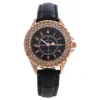 Picture of 2033L-GPBLBL Rose Gold/Black Leather Strap Watch by Kim & Jade for Women - 1 Pc Watch