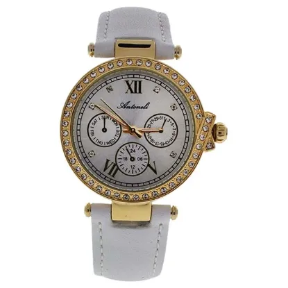Picture of AL0519-05 Gold/White Leather Strap Watch by Antoneli for Women - 1 Pc Watch