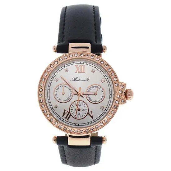 Picture of AL0519-08 Rose Gold /Black Leather Strap Watch by Antoneli for Women - 1 Pc Watch