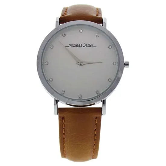 Picture of AO-18 Klassisk - Silver/Brown Leather Strap Watch by Andreas Osten for Women - 1 Pc Watch