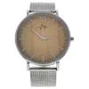 Picture of AO-193 Hygge - Silver/Wood Stainless Steel Mesh Bracelet Watch by Andreas Osten for Women - 1 Pc Watch