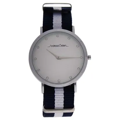 Picture of AO-21 - Silver-Blue and White Nylon Strap Watch by Andreas Osten for Women - 1 Pc Watch