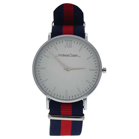 Picture of AO-61 Somand - Silver/Navy Blue-Red Nylon Strap Watch by Andreas Osten for Women - 1 Pc Watch