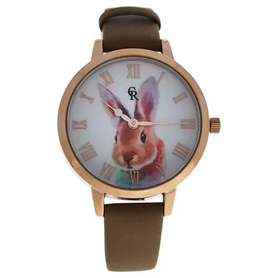 Picture of CRA009 La Animale - Rose Gold/Champagne Leather Strap Watch by Charlotte Raffaelli for Women - 1 Pc Watch
