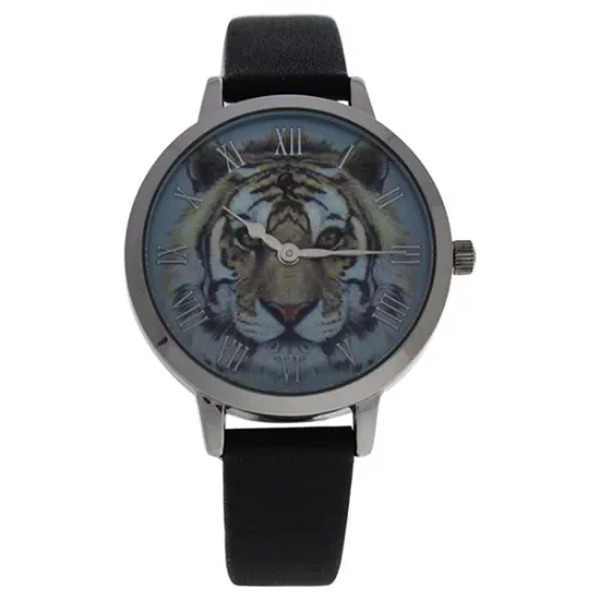 Picture of CRA016 La Animale - Silver/Black Leather Strap Watch by Charlotte Raffaelli for Women - 1 Pc Watch