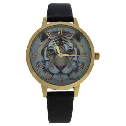Picture of CRA017 La Animale - Gold/Black Leather Strap Watch by Charlotte Raffaelli for Women - 1 Pc Watch