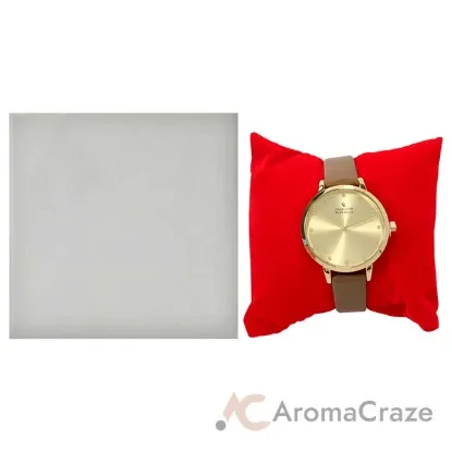 Picture of CRB005 La Basic - Gold-Brown Leather Strap Watch by Charlotte Raffaelli for Women - 1 Pc Watch