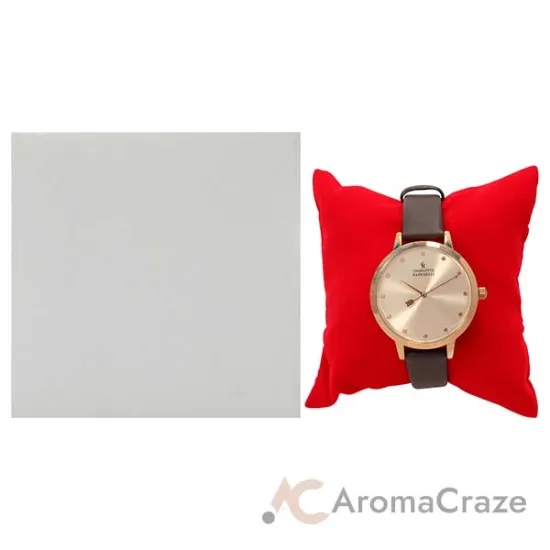 Picture of CRB006 La Basic - Rose Gold-Brown Leather Strap Watch by Charlotte Raffaelli for Women - 1 Pc Watch