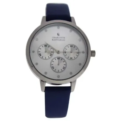 Picture of CRB013 La Basic - Silver/Blue Leather Strap Watch by Charlotte Raffaelli for Women - 1 Pc Watch
