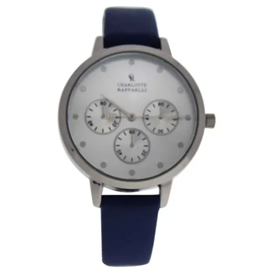 Picture of CRB013 La Basic - Silver/Blue Leather Strap Watch by Charlotte Raffaelli for Women - 1 Pc Watch